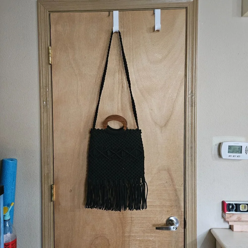 Danielle Nicole Black Fringe Macreme Purse - Picture 6 of 11